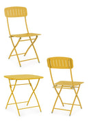 Set Tavolo e 2 Sedie da Giardino in Acciaio Yvonne Ocra