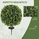 Set 2 Piante Artificiali di Bosso da 40 cm con Picchetto Integrato per Interno ed Esterno in PE Verde      