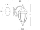 Lampada Applique Grande in Basso Colore Grigio per Esterno Linea Olive Sovil