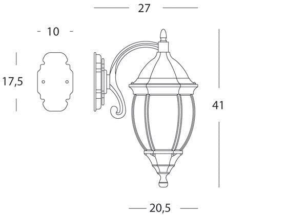 Lampada Applique Grande in Basso Colore Grigio per Esterno Linea Olive Sovil