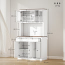 Credenza Cucina Alta 100x40x180 cm con 4 Armadietti 2 Cassetti e Piano Centrale in MDF e Pannello di Particelle Bianco      