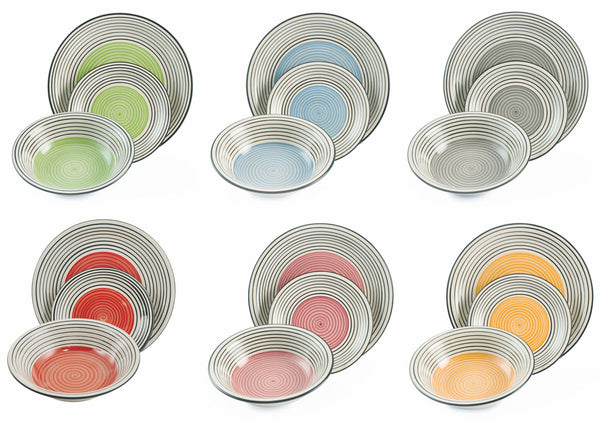 Servizio Piatti 18 Pezzi in Stoneware Soriani Louge Multicolor prezzo