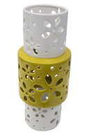 Vaso Yellow Ring Ø14x34 cm Porcellana Bianco e Verde