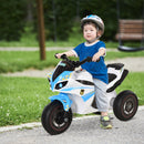 Moto a Spinta per Bambini 18-36 Mesi Cavalcabile a 3 Ruote con Musica e Fari Azzurro 