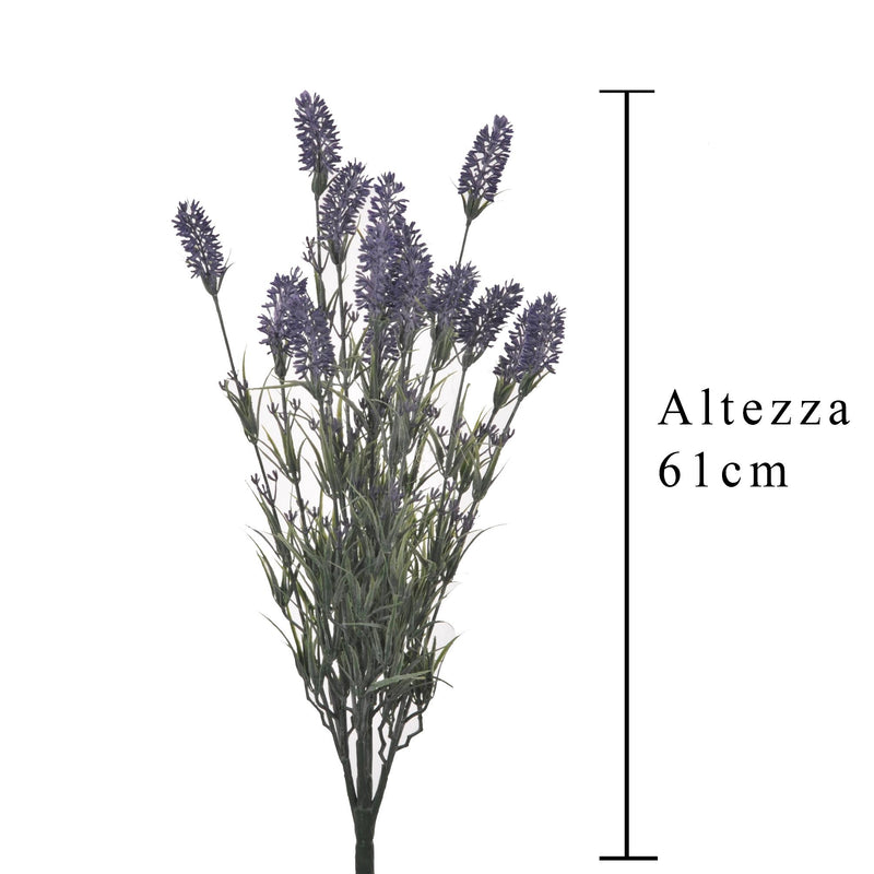 Set 4 Lavanda Artificiale con 15 Fiori Altezza 61 cm Viola