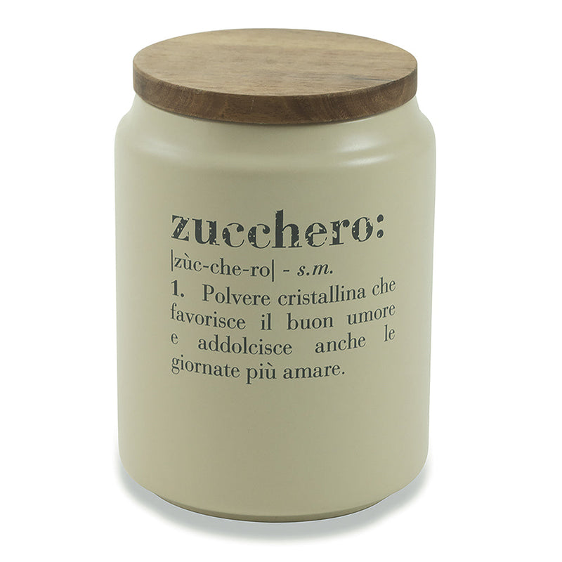 Barattolo Zucchero con coperchio bamboo 800 ml in Gres VdE Tivoli 1996 Crema