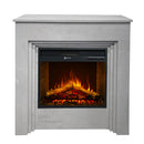 Camino Elettrico da Terra 96x35x96 cm Bellini in Legno Effetto Cemento      