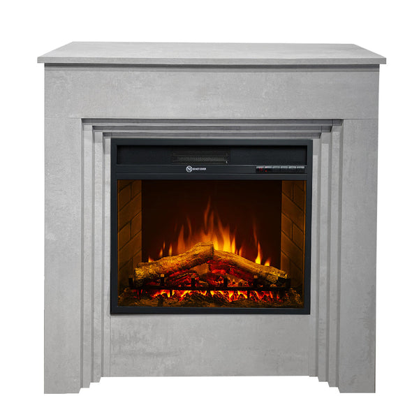 sconto Camino Elettrico da Terra 96x35x96 cm Bellini in Legno Effetto Cemento