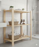 Scaffale 3 ripiani a doghe 70x30x94 cm in Legno di Pino Naturale