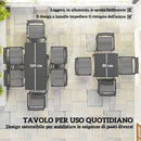 Set da Giardino con Tavolo Allungabile e 6 Sedie Impilabili con Cuscini Grigio     