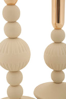 Porta Candele Aster Crema Set 2 Pz Ø10x25,5 cm - Ø10x20 cm in Ferro Crema e Oro      