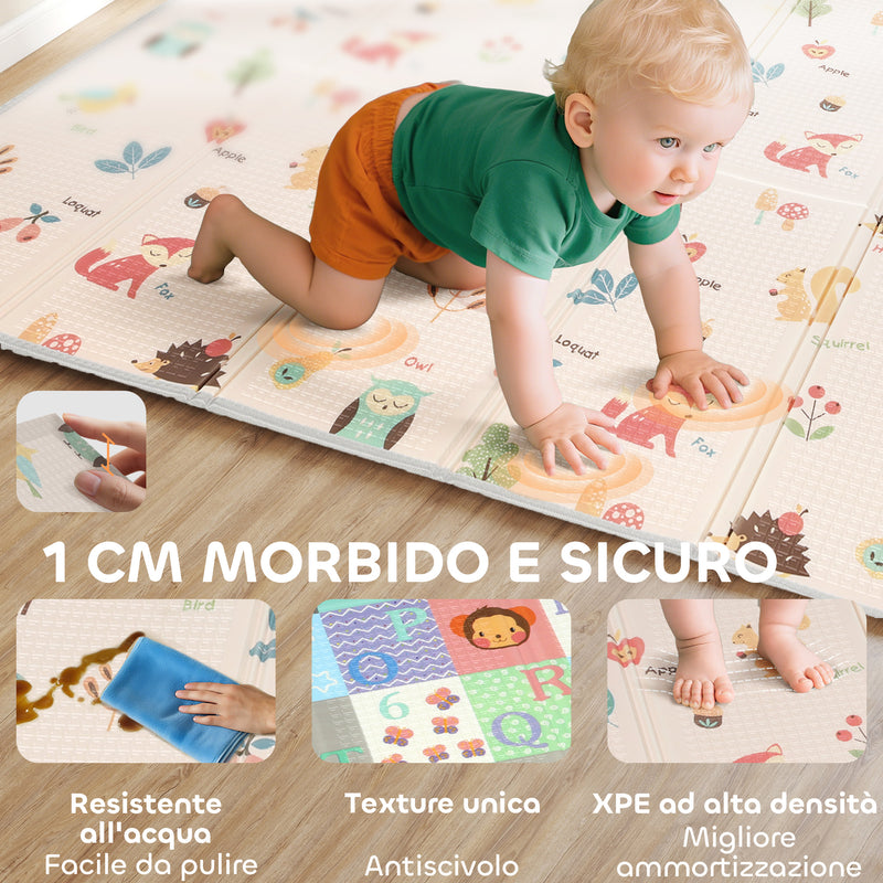 Tappeto per Bambini 0-3 Anni con Numeri e Lettere e Superficie Impermeabile 176,5x148x1 cm in XPE Multicolore      
