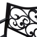 Panchina da Giardino 2 Posti con Schienale Decorato 127x60x89 cm in Ghisa e Metallo Nero