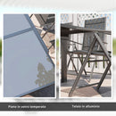 Set da Giardino con Tavolo Allungabile in Vetro e 6 Sedie Pieghevoli in Acciaio e Textilene Grigio    