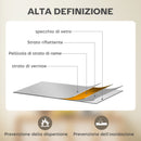 Specchio da Parete Rettangolare 60x80 cm con Ganci in Vetro e MDF Color Legno      