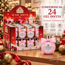 Set 24 Gel Doccia Natalizi 100 Ml Profumo Mela Candita Pallina Natale con Fiocco