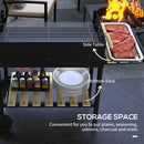 Barbecue a Carbonella 2 Griglie e 2 Ripiani 113x53.5x82.5 cm in Metallo e Legno Nera