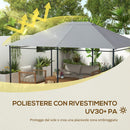 Tetto di Ricambio 4x3 m per Gazebo Anti UV con Presa d'Aria in Poliestere Grigio Chiaro      