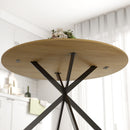 Tavolo da Pranzo Rotondo Stile Industriale Ø100x75 cm con Piano in Truciolare e Gambe a Croce in Acciaio Quercia      