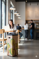 Pattumiera Per Raccolta Rifiuti 28x28xh70 cm in Cartone Con Stampa Grafica G2 Beige