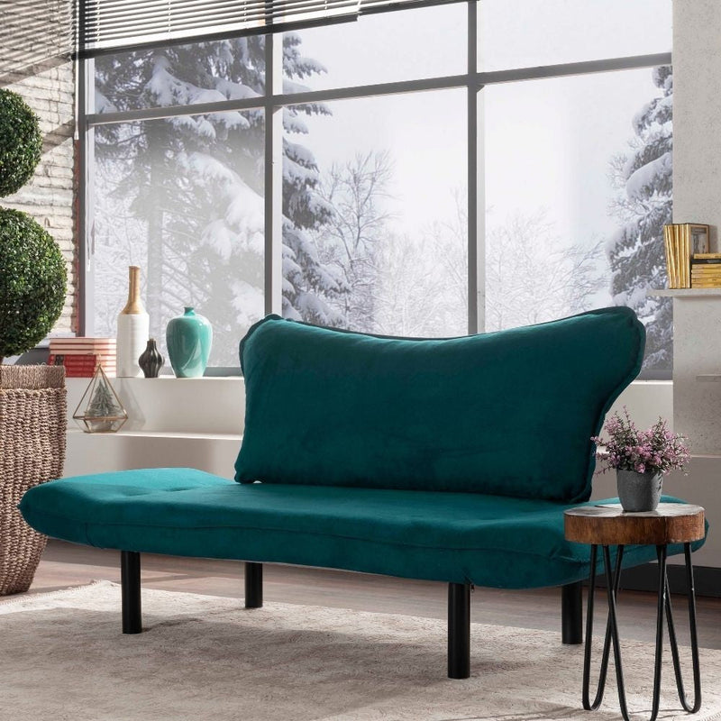 Divano Chatto verde petrolio 2 posti con braccioli reclinabili