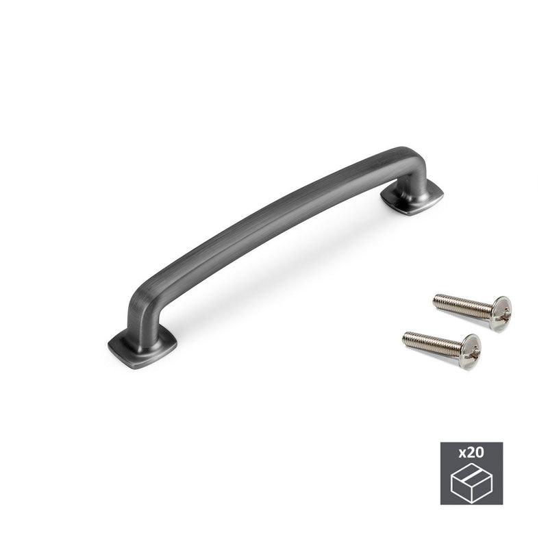 Maniglie per Mobile Interasse 128 mm Zama Titanio Satinato 20 Pezzi Emuca