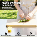 Carrello Barbecue da Esterno 114x61x81 cm con Piano in Acciaio Inossidabile Porta Spezie Ganci e Maniglia Laterale Nero      