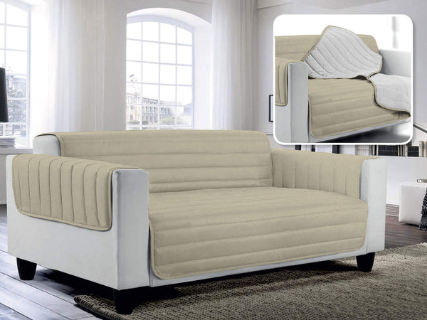 online Copridivano Trapuntato Double Face in Microfibra Tortora e Grigio Chiaro