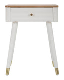 Comodino Matera 45x62x32 cm in Legno MDF e Ferro Bianco/Marrone