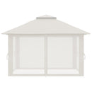Gazebo Pieghevole 4x4 m ad Altezza Regolabile con Zanzariera e Borsa in Metallo e Tessuto Oxford Crema      