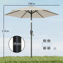 Ombrellone da Giardino Inclinabile 2x2 m a 6 Stecche con Manovella in Metallo e Poliestere Grigio Chiaro      