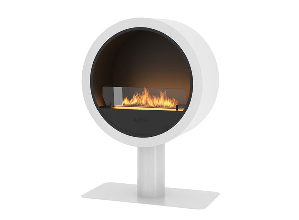 sconto Camino a Bioetanolo da Pavimento 72,5x100x37,5 cm Incyrcle Stand Bianco con Vetro