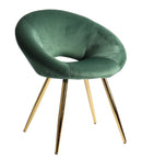 Poltrona 66x61x76 cm in Tessuto Vellultato Oro/Verde Scuro