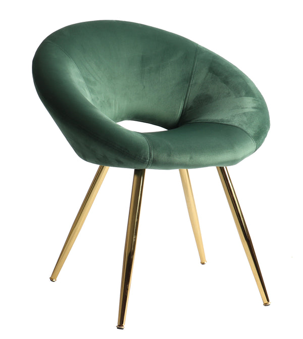 acquista Poltrona 66x61x76 cm in Tessuto Vellultato Oro/Verde Scuro
