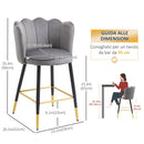 Set 2 Sgabelli 59x52x90 cm in Tessuto Poliestere Vellutato Grigio