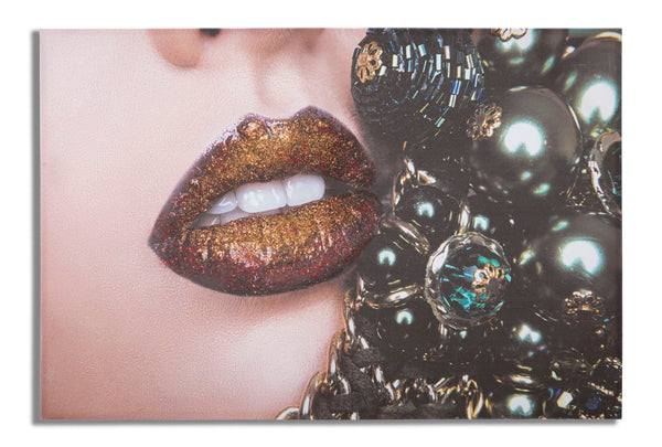 sconto Stampa su Tela Beautiful Lips 80x3,8x120 cm in Legno e Tessuto