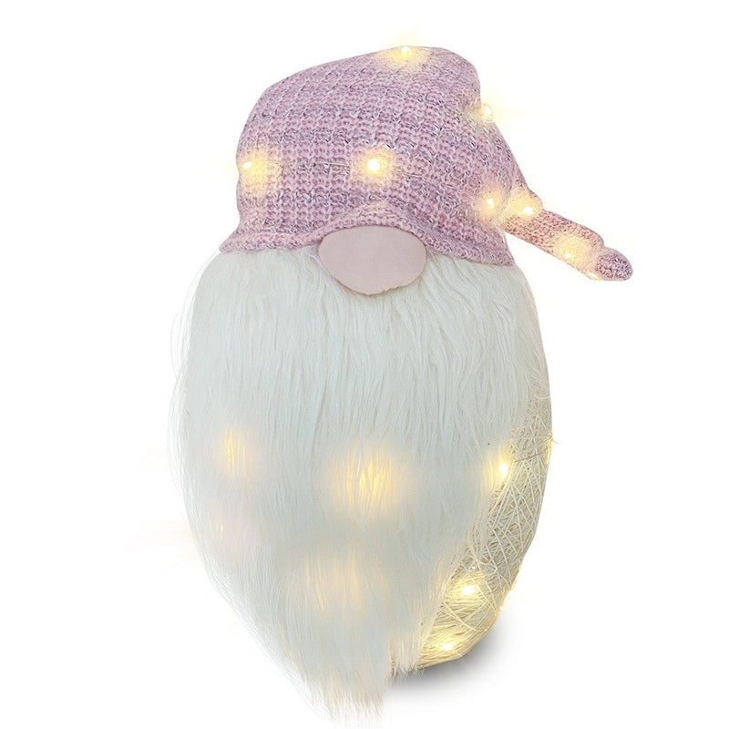 Gnomo di Natale H104 cm con Luci e Cappello Rosa