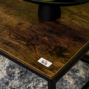 Set 2 Tavolini da Caffè Impilabili in MDF e Acciaio Nero e Marrone Rustico