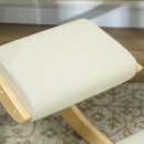 Sedia Inginocchiatoio con Movimento a Dondolo  55x85x55 cm in Tessuto Effetto Lino e Legno di Betulla Crema 