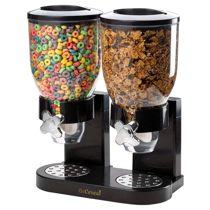 Doppio Contenitore Dispenser per Cereali Frutta Secca 8 Litri Nero