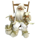 Pupazzo Babbo Natale in Tessuto su sedia bianco oro cm 23x22,5xh30