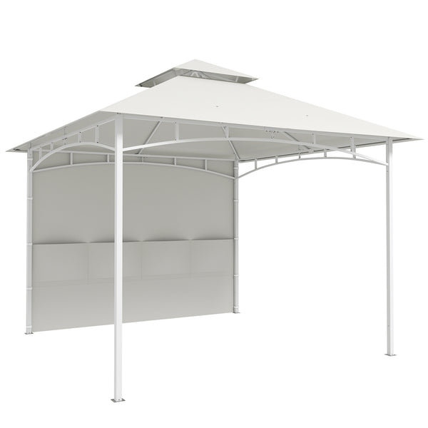 sconto Gazebo da Giardino 3x3 m Tenda Laterale con Tasche Portaoggetti e Gancio a Soffitto in Metallo e Poliestere UPF30+ Bianco Crema