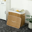 Cesto Portabiancheria 60x40x60 cm con Coperchio 3 Scomparti 144L con Sacca Removibile e Lavabile in Bambù Marrone      