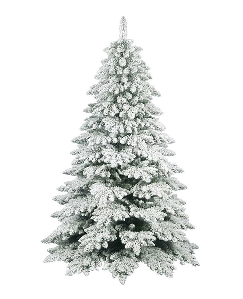 Albero di Natale Artificiale Floccato Effetto Realistico Innevato 150 cm 515 Rami Bianco Effetto Neve 