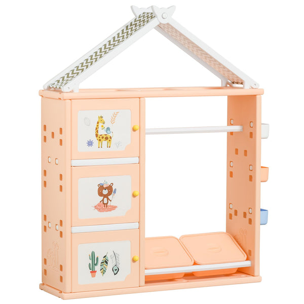 acquista Casetta Portagiochi 128x34x155 cm con Contenitori e Appendiabiti Arancione