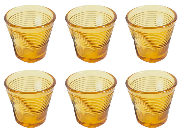 sconto Set 6 Tazzine da Caffè Accartocciati Ø6,5 cm in Vetro Pressato Kaleidos Miele