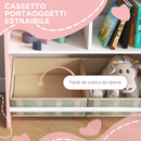 Scaffale Portagiochi per Bambini 62,4x26,5x90 cm con Ripiani e Cassetti Rimovibili Rosa