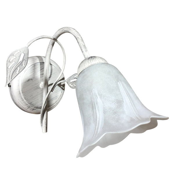 sconto Applique 1xE14 Montatura Bianco Argento Vetro Spugnato Bianco E-Energy Teresa