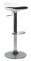 Sgabello con Alzata a Gas e Seduta Girevole in Polipropilene e Similpelle Vandi Bianco e Nero