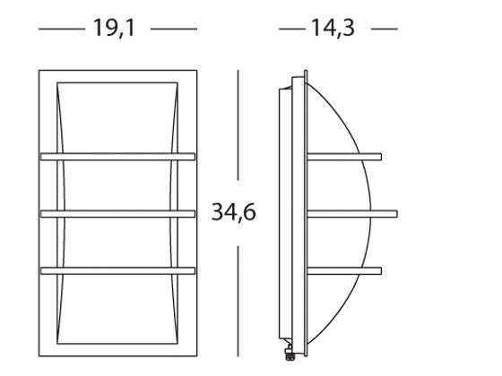 Lampada Plafoniera Rettangolare con Griglia Colore Grigio per Esterno Linea Dodo Livos